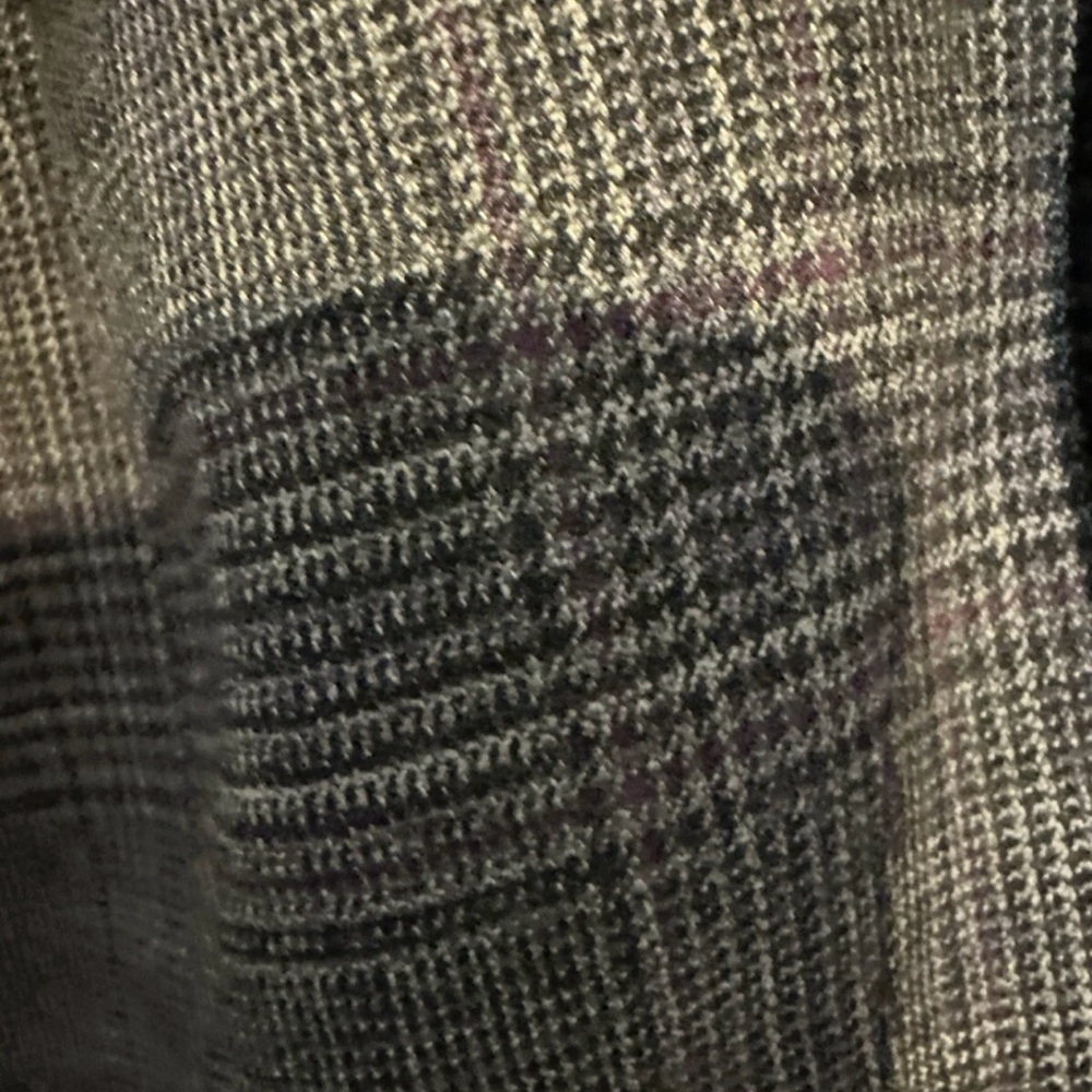 White House Black Market Moto Jacket Women Sz 8 Gray Merlot Plaid Cropped Lined - Picture 7 of 14